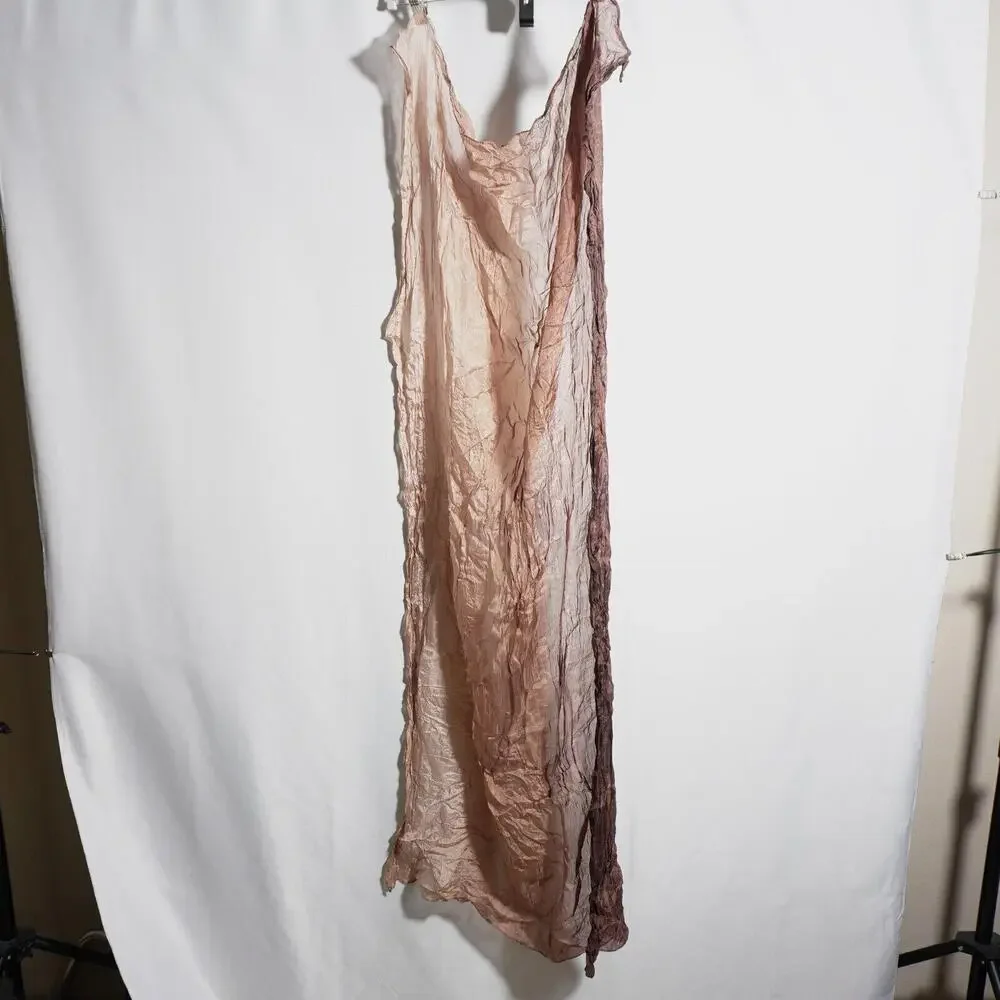 Vintage 100% Silk Brown Ombre Solid Rectangle Scarf Quiet Luxury Lagenlook Fairy